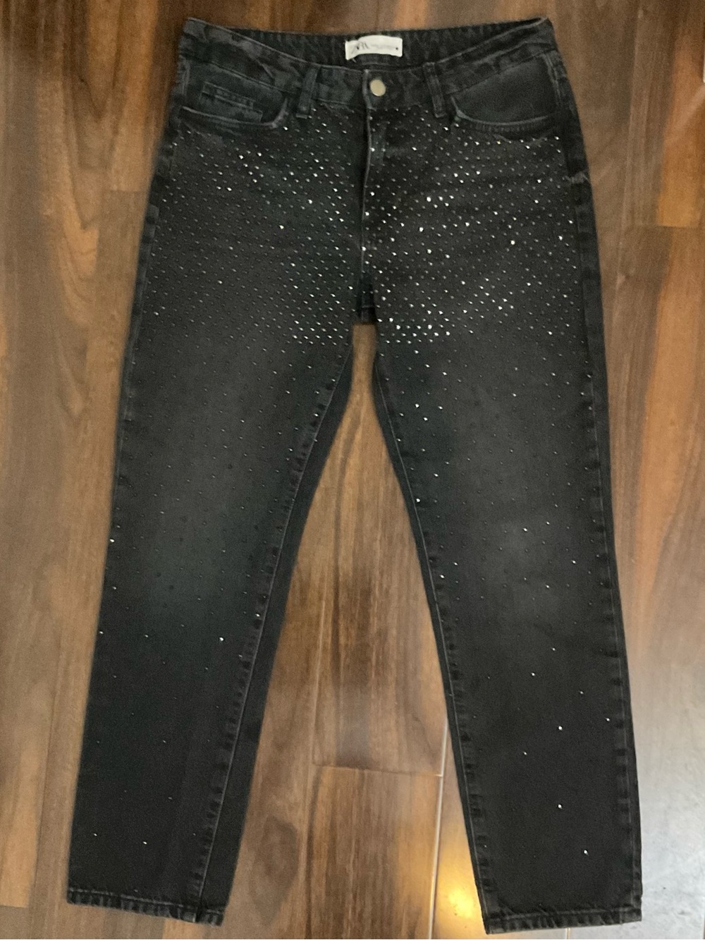 Zara Black Skinny Jeans with Subtle Crystal Detail